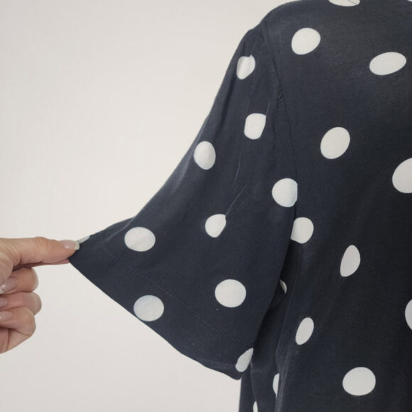 Vintage Black Polka Top Short Sleeve Top Size L - Picture 3 of 10